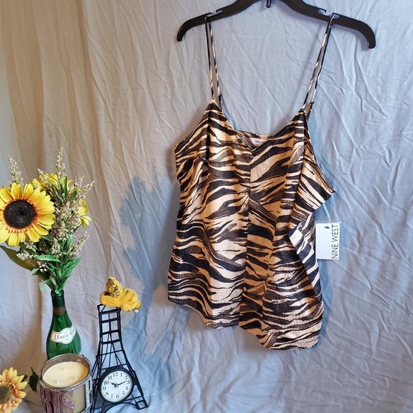 Nine West Tops - Nine West Cami  Zebra tan/brown NWT